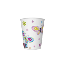 Pillangó virágokkal pohár - 250 ml, 8 db / csomag party kellék