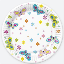  Pillangó With Flowers papírtányér 8 db-os 22,7 cm party kellék