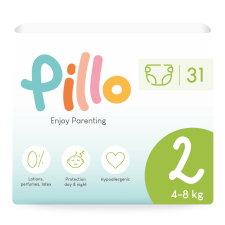 Pillo prémium minőségű, szuper nedvszívó, hipoallergén pelenka 2 (mini), 4-8kg, 31db pelenka