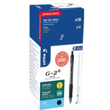 Pilot Zseléstoll, 0,25 mm, nyomógombos, PILOT G-2, 20 db, fekete (PG2ZSFKD) toll