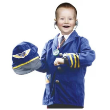 Pilóta jelmez: kabát, nyakkendő, sapka, mikrofon, óra, iránytű, lista jelmez