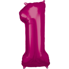  Pink óriás szám fólia lufi 1-es, 86*33 cm party kellék
