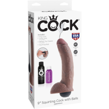 Pipedream - King Cock 9" Squirting Cock with Balls Brown műpénisz, dildó