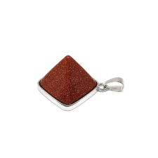 Piramis medál fémmel Goldstone vörös 2x2cm medál