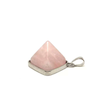 Piramis medál fémmel Rózsakvarc 2x2cm medál