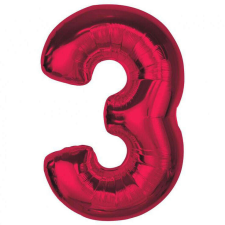 Piros 3-as Red szám fólia lufi 92 cm party kellék