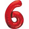  Piros 6-os Red szám fólia lufi 85 cm