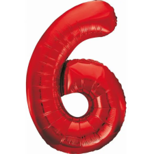  Piros 6-os Red szám fólia lufi 85 cm party kellék