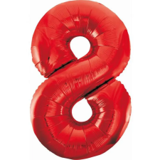 Piros 8-as Red szám fólia lufi 85 cm party kellék