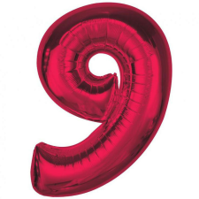 Piros 9-es Red szám fólia lufi 92 cm party kellék