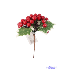  Piros bogyós leveles pick 14,5cm dekorációs kellék