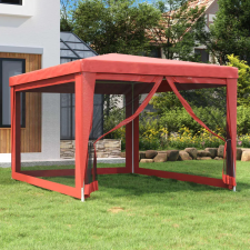  Piros HDPE rendezvénysátor 4 hálós oldalfallal 3x4 m kerti tárolás