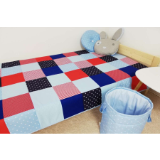 Piros-kék patchwork ágytakaró lakástextília
