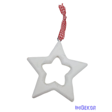  Piros kockás szalagos fehér csillag dekorációs kellék