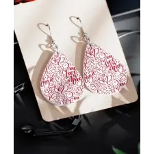  Piros „Love is magic” mintás csepp fülbevaló fülbevaló
