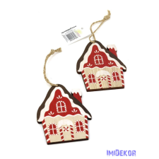  Piros-natúr fa ház szett 9x7cm 2db/csomag - A dekorációs kellék