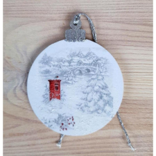 Piros postaláda. Karácsonyfadísz, 8 cm karácsonyfadísz