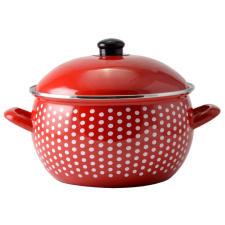  Piros Pöttyös Zománcozott lábas 18cm+fedő edény