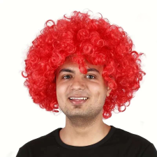  PIROS színű mikrofon frizura bohóc afro buli paróka jelmez kiegészítő paróka