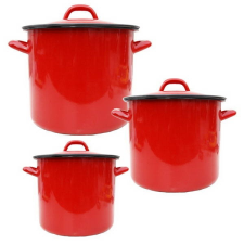 Piros zománcozott fazék 3 Liter edény