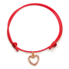  Piros zsinórszövet karkötő kristály szív charmmal