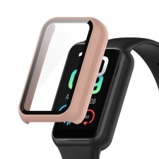 Pixato Amazfit Band 7, Műanyag védőkeret, kijelzővédő üveggel, közepesen ütésálló, szíj nélkül, rózsaszín okosóra kellék
