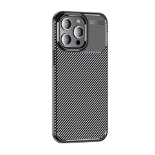 Pixato Apple iPhone 15 Pro, Szilikon tok, közepesen ütésálló, légpárnás sarok, karbon minta, fekete tok és táska