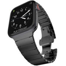 Pixato Apple Watch 4-6, SE, SE (2022) (42 / 44 mm) / Watch 7-9 (45 mm) / Watch Ultra 1-2 (49 mm), fém pótszíj, TP LinkBand, fekete okosóra kellék