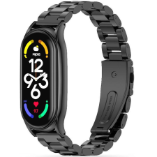 Pixato Xiaomi Mi Smart Band 7, fém pótszíj, TP Stainless, fekete okosóra kellék