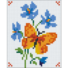 Pixel szett 1 normál alaplappal, színekkel, sárga pillangó (801086) kreatív és készségfejlesztő
