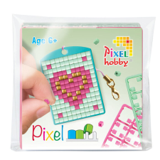 Pixelhobby 23123 Kulcstartó szett (színes kulcstartó alaplap + 3 szín) szívek kreatív és készségfejlesztő
