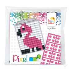 Pixelhobby Pixel Kulcstartó szett (kulcstartó alaplap + 3 szín) - Flamingó kreatív és készségfejlesztő