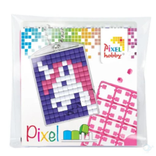 Pixelhobby Pixel Kulcstartó szett (kulcstartó alaplap + 3 szín) - Rózsaszín unikornis kreatív és készségfejlesztő