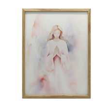 PLAKÁT FALRA ARANY KERETBEN EGY RÓZSASZÍN ANGYAL VARÁJA 30x40 grafika, keretezett kép