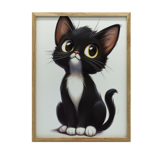 PLAKÁT FALRA ARANY KERETBEN, MACSKA FEHÉR 50x70 CM grafika, keretezett kép