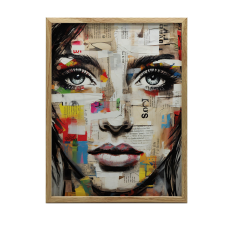 PLAKÁT FALRA ARANY KERETBEN MŰVÉSZET SZÍNES ARCOK 30x40 CM grafika, keretezett kép