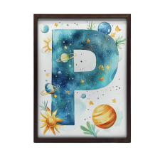 PLAKÁT FALRA ARANY KERETBEN P BETŰ COSMOS 40x50 CM grafika, keretezett kép
