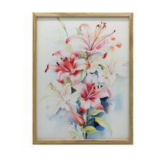 PLAKÁT FALRA KERETES LILIOMBAN, A TAVASZ GYENDÉSE, 50x70 CM, ARANY grafika, keretezett kép