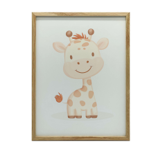 PLAKÁT GYERMEKEK MOSOLYOGÓ ZSIRÁF FALRA FEHÉR KERETBEN 30x40 CM grafika, keretezett kép