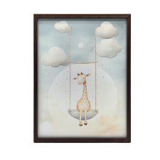  PLAKÁT KERETES FALI ZSIRÁFHOZ HINTÁRA 50x70 CM grafika, keretezett kép