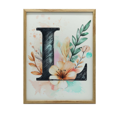 PLAKÁT KERETFALHOZ L BETŰ VIRÁGOK ARANY ALUMÍNIUM 40x50 CM grafika, keretezett kép