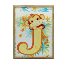 PLAKÁT KERETFALHOZ MONKEY LETTER J NAPPALI 70x100 CM grafika, keretezett kép