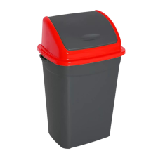 Planet Billenőfedeles szelektív hulladékgyűjtő szemetes Antracit-Piros 50L szemetes