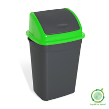 Planet Billenőfedeles szemetes kuka, műanyag, antracit/zöld, 50 literes szemetes