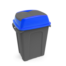 Planet Hippo Billenős Szelektív hulladékgyűjtő szemetes, műanyag, antracit/kék, 25L szemetes