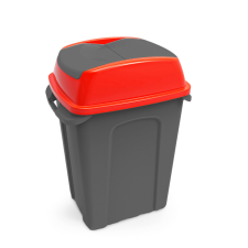 Planet Hippo Billenős Szelektív hulladékgyűjtő szemetes, műanyag, antracit/piros, 25L szemetes