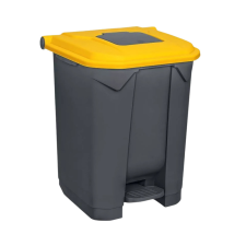 Planet Pedálos szelektív hulladékgyűjtő szemetes nyomófedeles nyílással Antracit-Sárga 50L szemetes