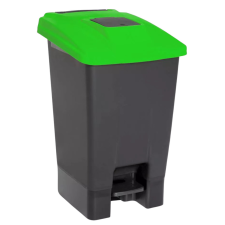 Planet Pedálos szelektív hulladékgyűjtő szemetes nyomófedeles nyílással Antracit-Zöld 100L szemetes
