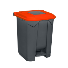 Planet Szelektív hulladékgyűjtő konténer, műanyag, pedálos, antracit, piros, 50L szemetes