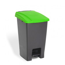 Planet Szelektív hulladékgyűjtő konténer, műanyag, pedálos, antracit/zöld, 70L szemetes